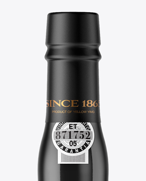 Black Glass Port Wine Bottle Mockup