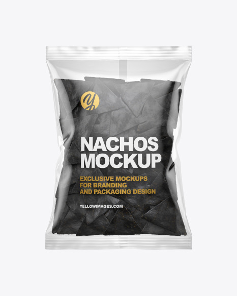 Bag With Black Nachos Mockup In Bag Sack Mockups On Yellow Images Object Mockups