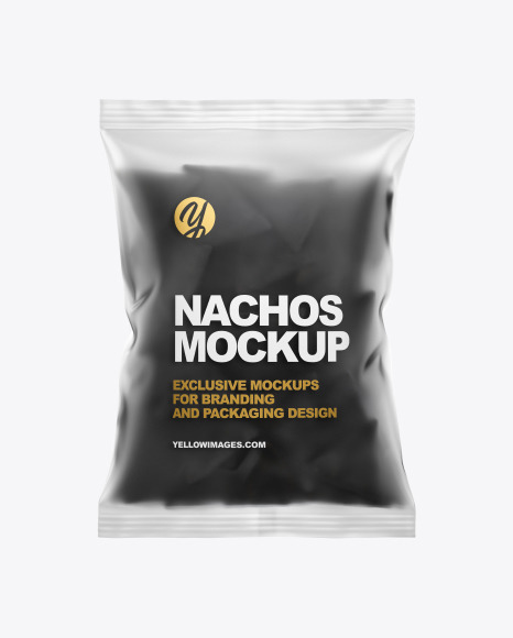 Frosted Bag With Black Nachos Mockup In Bag Sack Mockups On Yellow Images Object Mockups