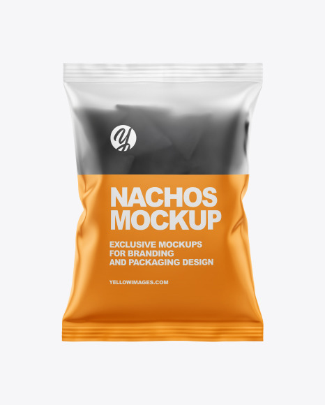 Frosted Bag With Black Nachos Mockup In Bag Sack Mockups On Yellow Images Object Mockups