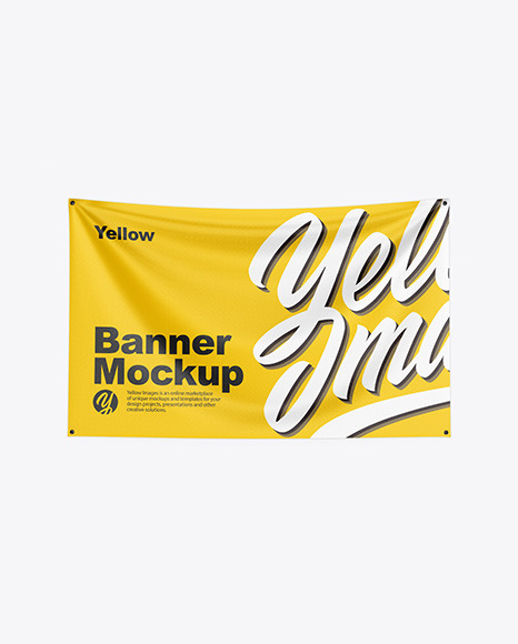 Textile Fabric Banner Mockup In Outdoor Advertising Mockups On Yellow Images Object Mockups