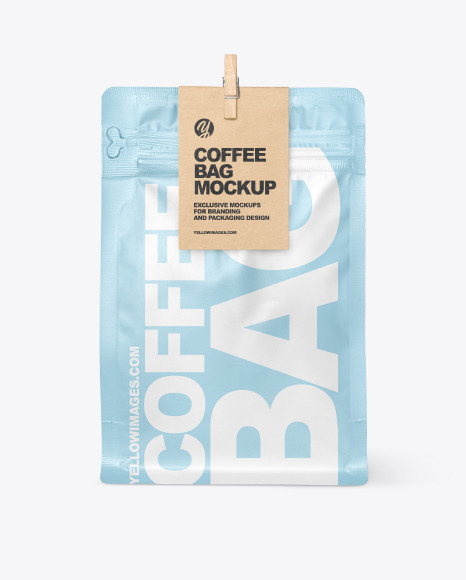 Download Matte Coffee Bag With Clip Mockup In Bag Sack Mockups On Yellow Images Object Mockups PSD Mockup Templates