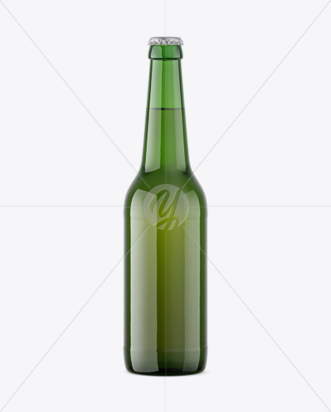 Green Glass Beer Bottle Mockup Creative Assets