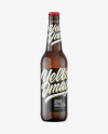 Amber Glass Beer Bottle Mockup