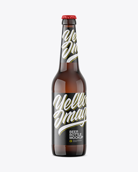 Amber Glass Beer Bottle Mockup