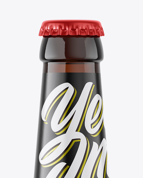Amber Glass Beer Bottle Mockup