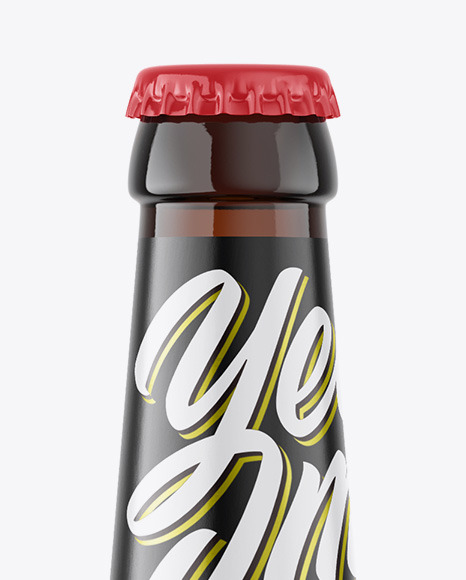 Amber Glass Beer Bottle Mockup