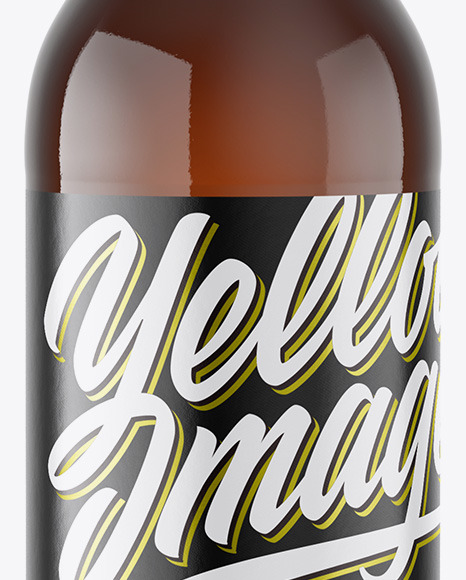 Amber Glass Beer Bottle Mockup