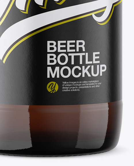 Amber Glass Beer Bottle Mockup