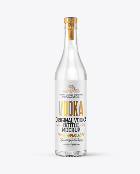 Clear Glass Vodka Bottle Mockup