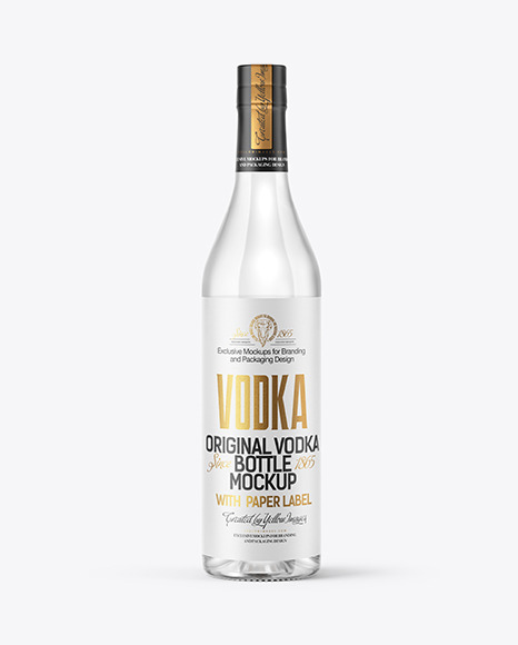 Clear Glass Vodka Bottle Mockup