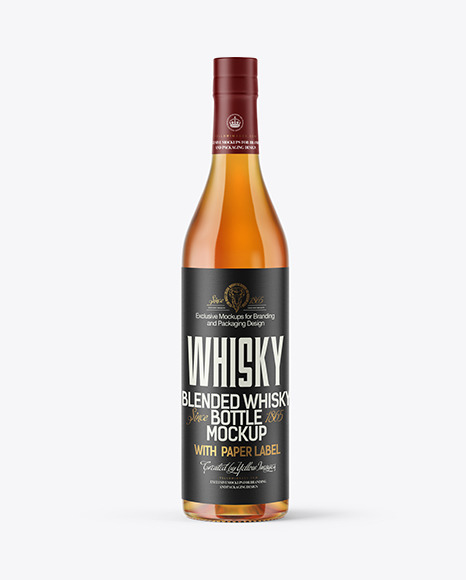 Clear Glass Bottle with Whiskey Mockup PSD #2