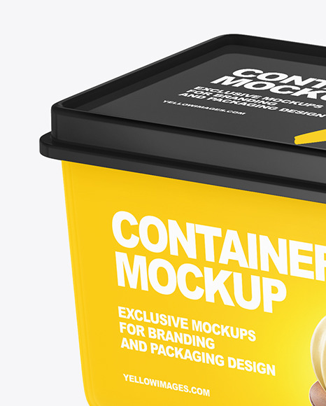 Glossy Plastic Container Mockup In Pot Tub Mockups On Yellow Images Object Mockups