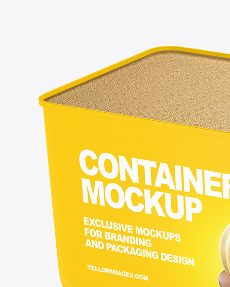 Glossy Plastic Container Mockup In Pot Tub Mockups On Yellow Images Object Mockups