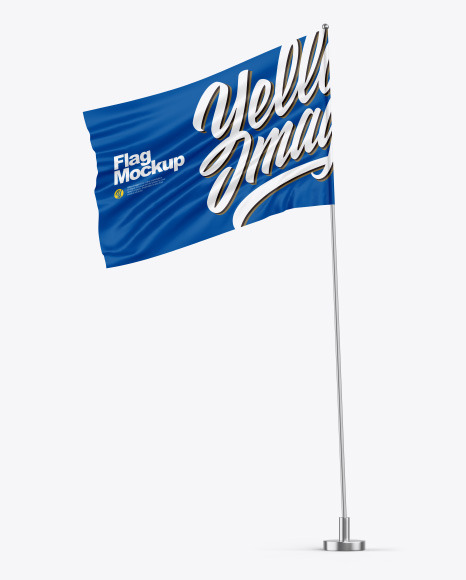 Glossy Flag w Metallic Pole Mockup PSD #2