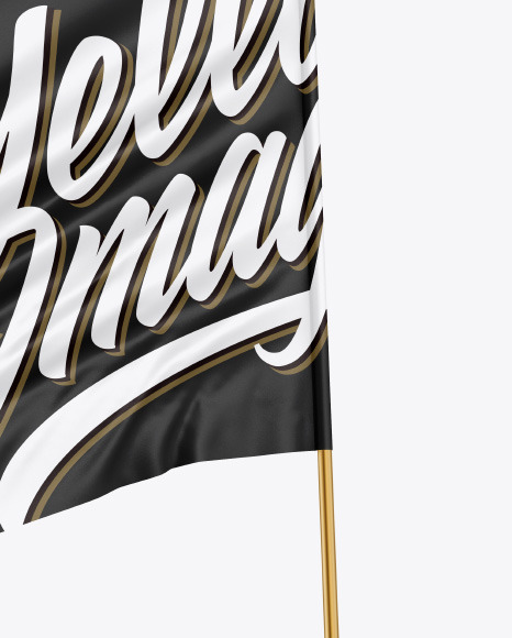 Glossy Flag w Metallic Pole Mockup PSD #6