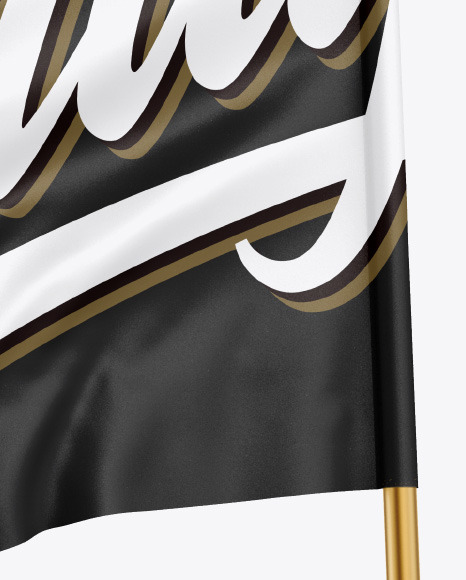 Glossy Flag w Metallic Pole Mockup PSD #5
