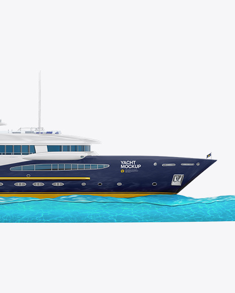 Download Free Yacht W Water Mockup Side View In Vehicle Mockups On Yellow PSD Mockups