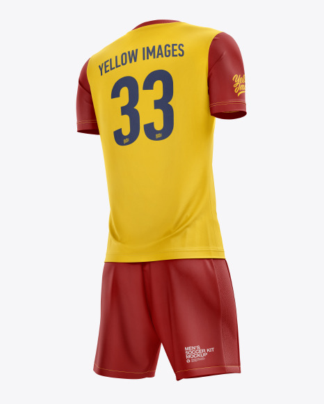 Download Men S Full Soccer Kit With Crew Neck Jersey Mockup Hero Back Shot In Apparel Mockups On Yellow Images Object Mockups