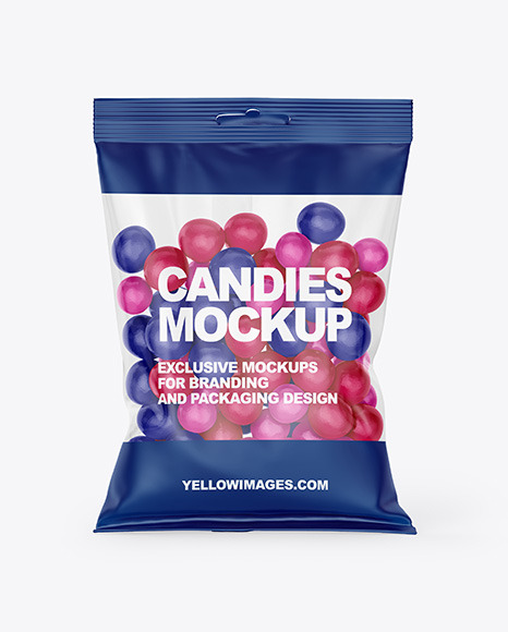 Download Bag With Candies Mockup In Bag Sack Mockups On Yellow Images Object Mockups PSD Mockup Templates