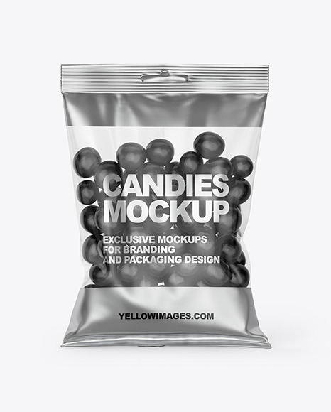 Download Bag With Candies Mockup In Bag Sack Mockups On Yellow Images Object Mockups PSD Mockup Templates