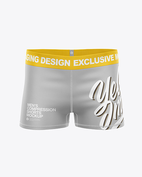 Men S Compression Shorts Mockup In Apparel Mockups On Yellow Images Object Mockups