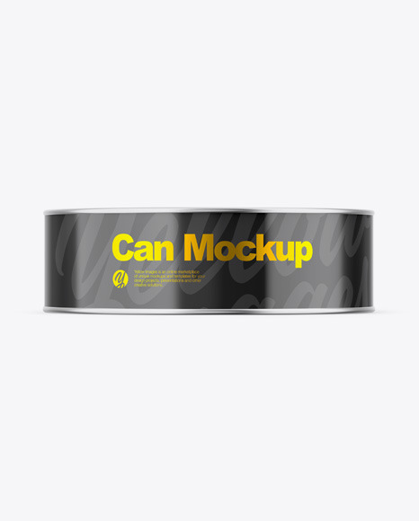 Download Metallic Can W Glossy Label Mockup In Can Mockups On Yellow Images Object Mockups PSD Mockup Templates