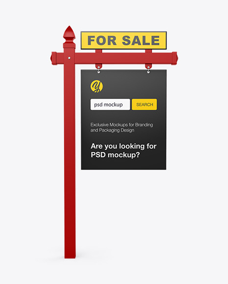 Download Realtor Sign Mockup Front View In Outdoor Advertising Mockups On Yellow Images Object Mockups