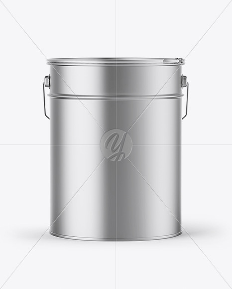 Metallic Paint Bucket In Hand Mockup Front View In Bottle Mockups On Yellow Images Object Mockups