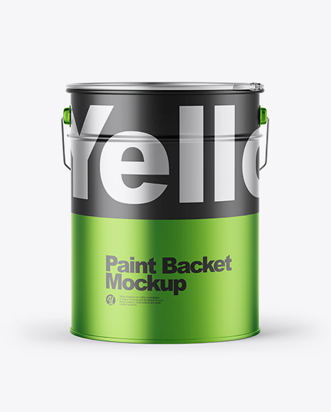 Download Matte Metallic Paint Bucket Mockup Yellow Author