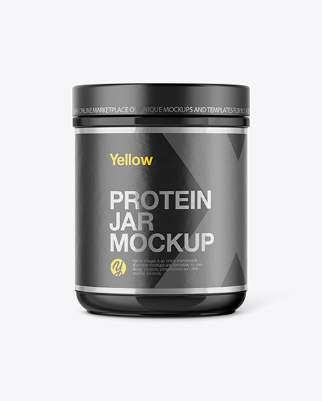 Glossy Protein Jar Mockup in Jar Mockups on Yellow Images Object Mockups