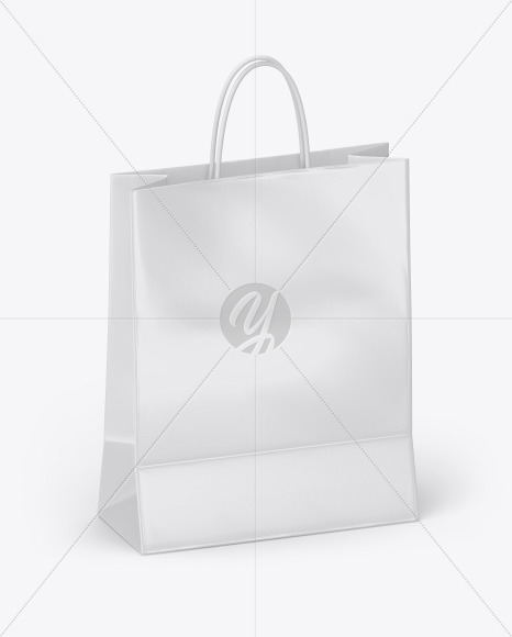 Download Glossy Paper Bag Mockup Half Side View In Bag Sack Mockups On Yellow Images Object Mockups