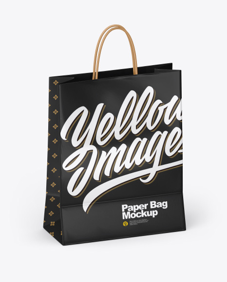 Download Glossy Shopping Bag W Rope Handles Mockup In Bag Sack Mockups On Yellow Images Object Mockups