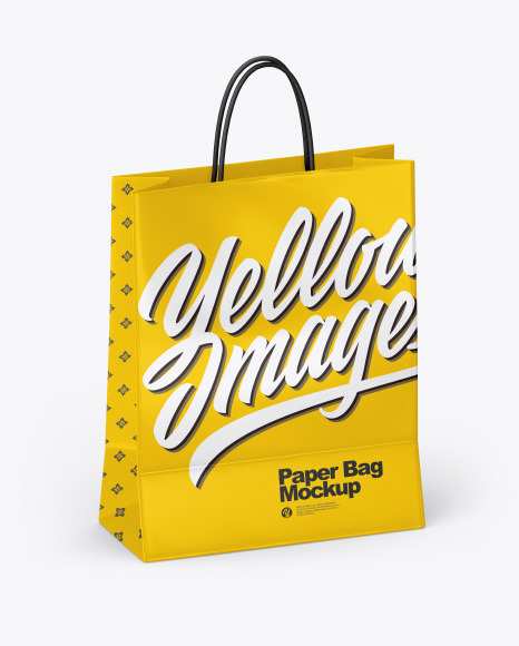 Glossy Shopping Bag W Rope Handles Mockup In Bag Sack Mockups On Yellow Images Object Mockups