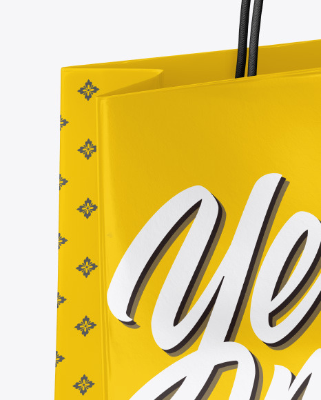 Glossy Shopping Bag w Rope Handles Mockup PSD #5