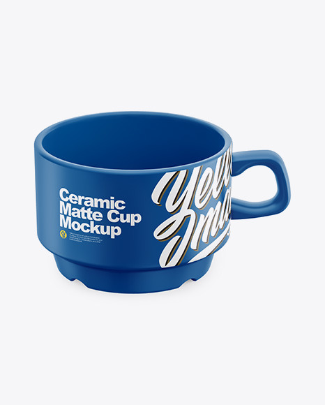 Ceramic Matte Cup Mockup High Angle Shot In Cup Bowl Mockups On Yellow Images Object Mockups