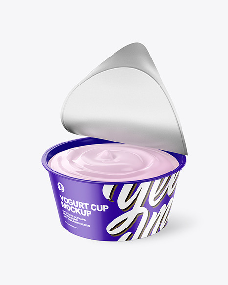 Download Opened Glossy Yogurt Cup Mockup In Cup Bowl Mockups On Yellow Images Object Mockups PSD Mockup Templates