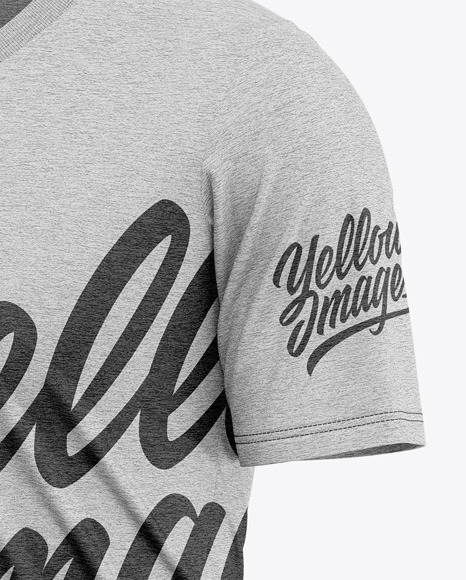 Men’s Heather Loose Fit T shirt Mockup   Half Side View Of Melange Tee PSD #5