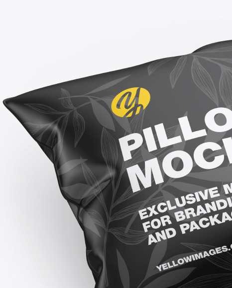 Download Glossy Pillow Mockup In Indoor Advertising Mockups On Yellow Images Object Mockups