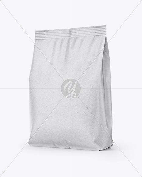 Download Kraft Stand Up Bag Mockup Half Side View In Bag Sack Mockups On Yellow Images Object Mockups