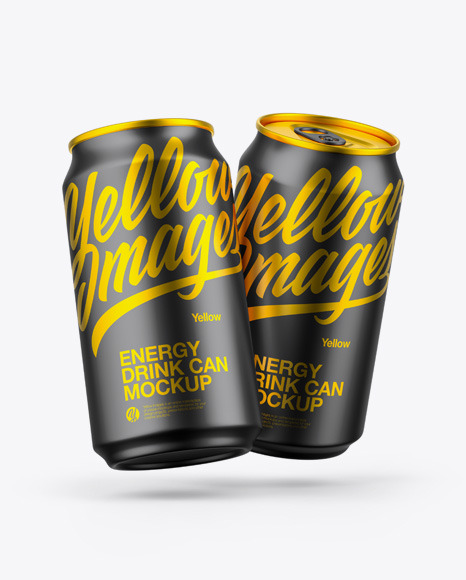 Two Matte Metallic Cans Mockup PSD #1