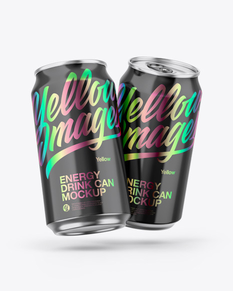 Two Metallic Cans W  Glossy Finish Mockup PSD #2