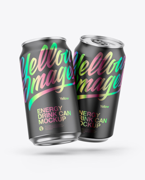 Two Metallic Cans W  Matte Finish Mockup PSD #2