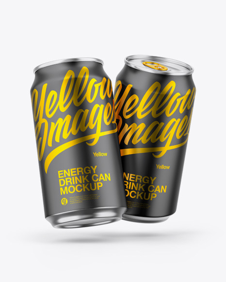 Two Metallic Cans W  Matte Finish Mockup PSD #1