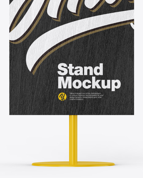 Download Wooden Stand Mockup In Indoor Advertising Mockups On Yellow Images Object Mockups