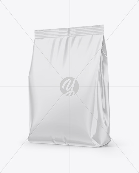 Download Glossy Stand Up Bag Mockup Half Side View In Bag Sack Mockups On Yellow Images Object Mockups PSD Mockup Templates