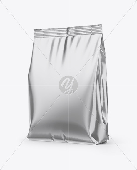 Download Metallic Stand Up Bag Mockup Half Side View In Bag Sack Mockups On Yellow Images Object Mockups PSD Mockup Templates