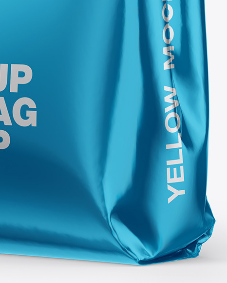 Download Metallic Stand Up Bag Mockup Half Side View In Bag Sack Mockups On Yellow Images Object Mockups PSD Mockup Templates