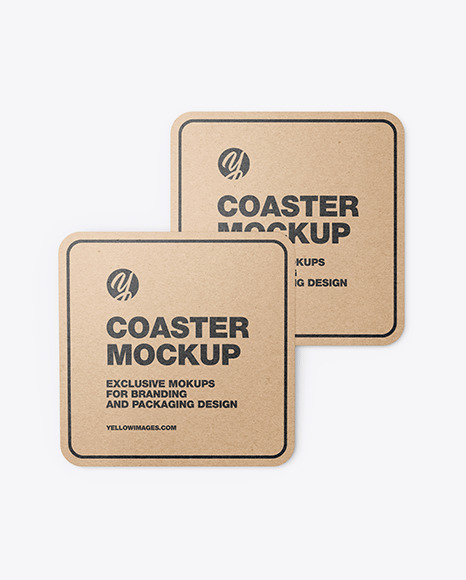 Kraft Beverage Coasters Mockup PSD #4