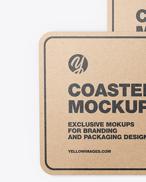 Kraft Beverage Coasters Mockup PSD #2